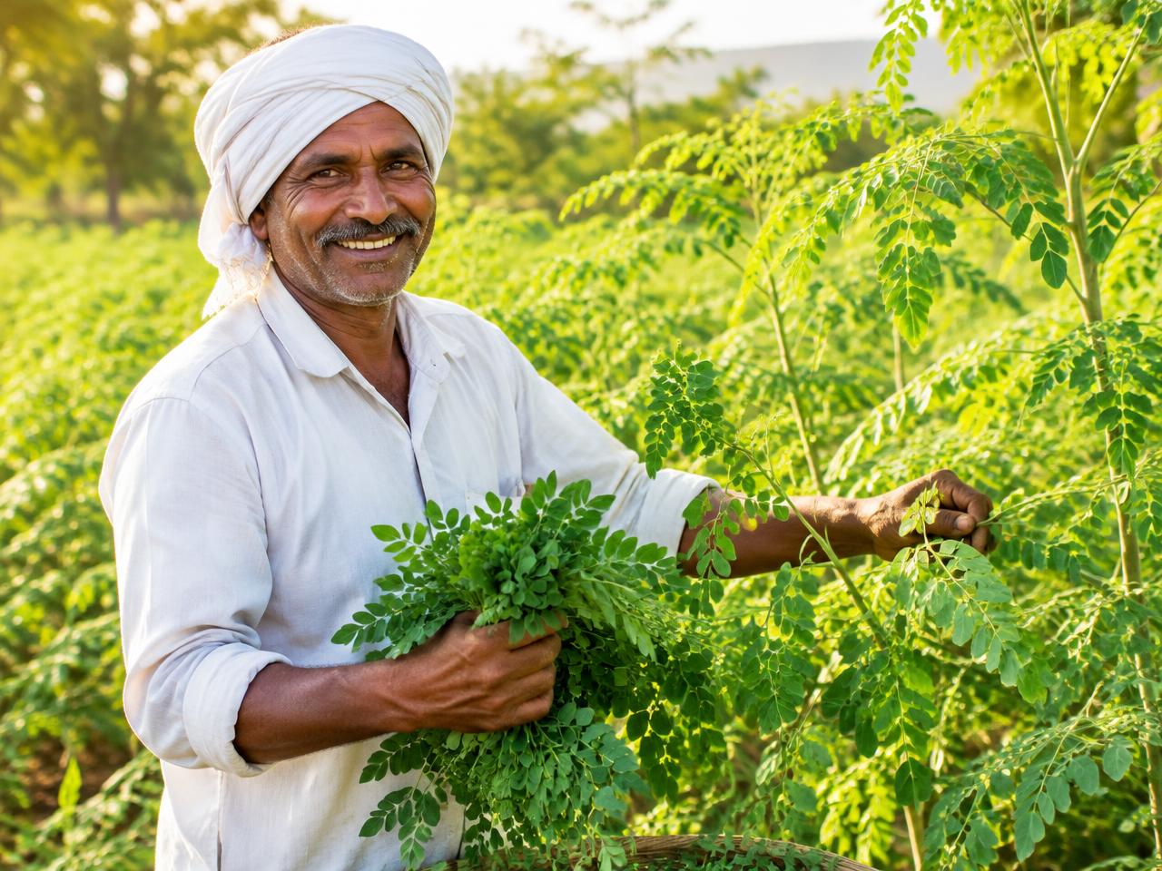 Farmer with moringa